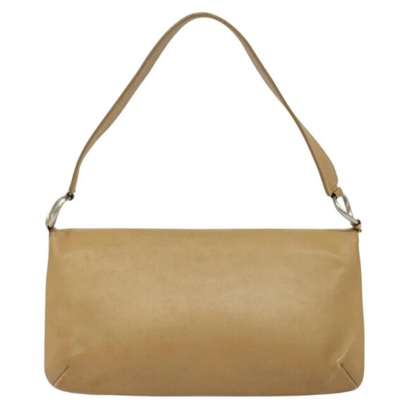 CHANEL Choco Bar Shoulder Bag Lamb Skin Beige Silver CC Auth PP570 - Picture 3 of 15